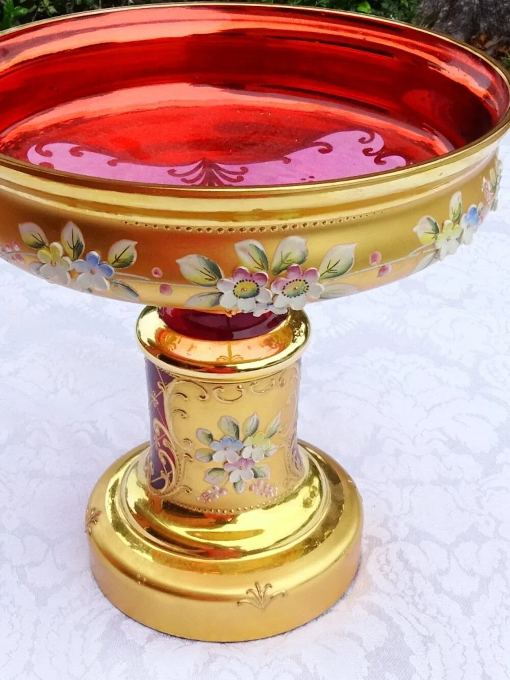 Gold and Pink Decorative Bohemian Glass Display Piece